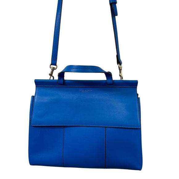 Tory Burch Blue Leather Satchel Purse Handbag & zip around wristlet READ DESCPT - Picture 3 of 16
